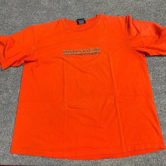 Nautica Competition T-shirt 2XL Orange Vintage Made in USA Spellout - Picture 1 of 9